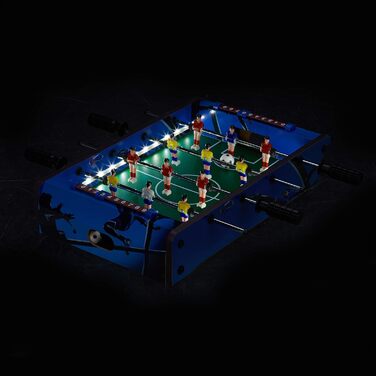 Настільний футбол Relaxdays з LED-підсвіткою, для дітей і дорослих, 4 ігрові стрижні, 2 м'ячі, синій
