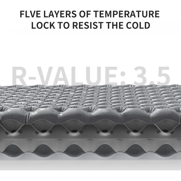 Каремат Naturehike 3.5R для кемпінгу, самонадувний, зимовий (-6°C), чорний, прямокутний (L)