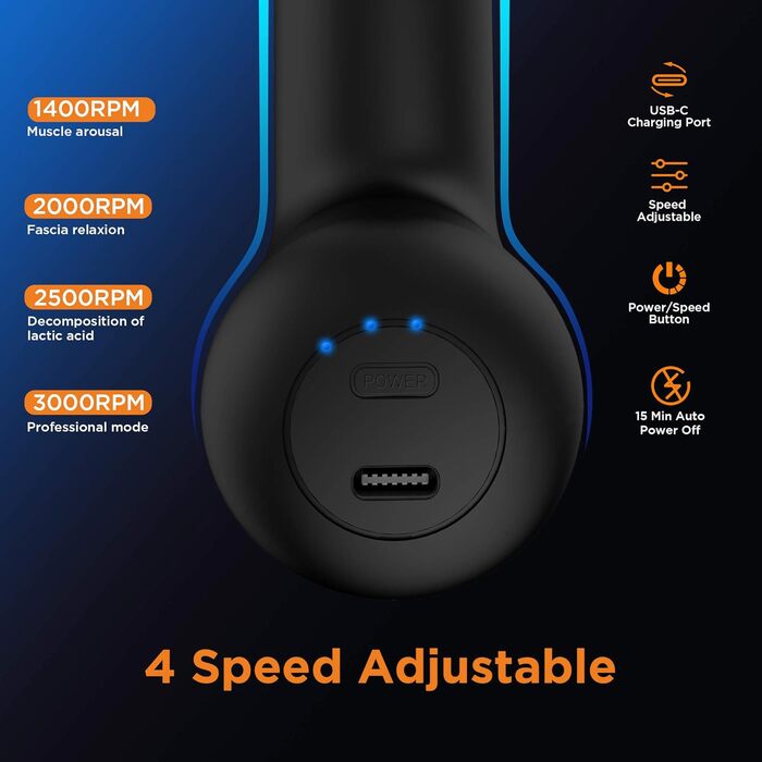 Масажер для м'язів Handheld Percussion Massage Gun - портативний масажер для зняття болю, чорний