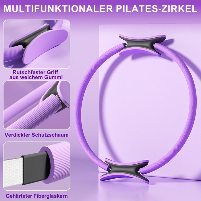 Набір для пілатесу HELISAN: Магічний кільце 38 см, фітбол 25 см, 5 еластичних стрічок, інструкція. Для дому
