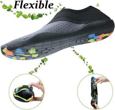 Шкарпетки для плавання унісекс, чоловічі та жіночі, легкі, дихаючі, швидковисихаючі аквашузи (42 EU, сірий)