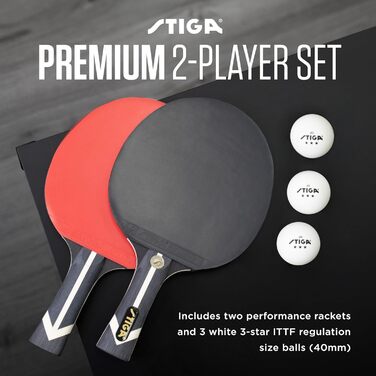 Набір для настільного тенісу STIGA Premium для 2 гравців - 2 ракетки ITTF, 3 м'ячі, сумка