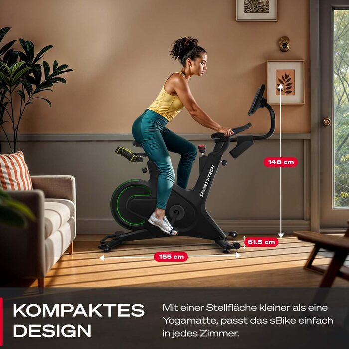 Електровелосипед Sportstech sBike Lite 10.1' з LED-технологією та сенсорним дисплеєм для фітнесу