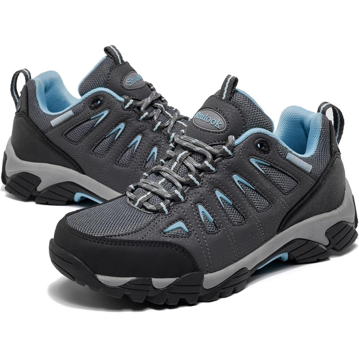 Туфлі для хайкінгу SHULOOK для жінок, водонепроникні, легкі, трекінгові, з антиковзкою підошвою, для активного відпочинку, кемпінгу, риболовлі, сірі, блакитні, 40 EU