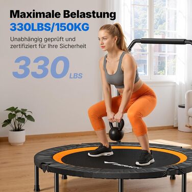 Міні-трамплін MERACH 122 см з ручкою - фітнес-трамплін, 150 кг, тихий, для дому