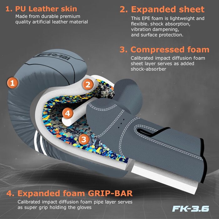 Боксерські рукавички Farabi для дітей (5-10 років), 6oz, сірі - MMA, Муай Тай, бокс