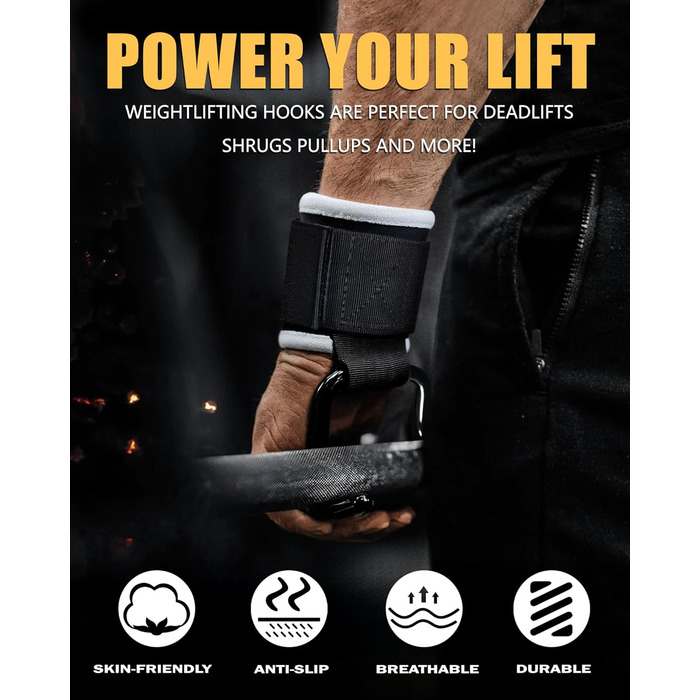 Допоміжні петлі для важкої атлетики Zughilfen – петлі для підйому штанги з захистом зап'ястя, до 317 кг