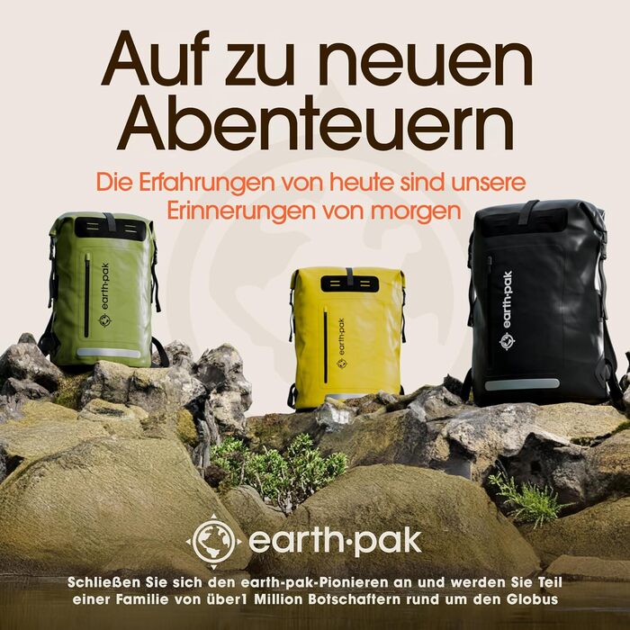 Водонепроникний рюкзак Earth Pak 35/55 л з герметичним Rolltop-закриттям, кишенею на блискавці та чохлом для телефону IPX8