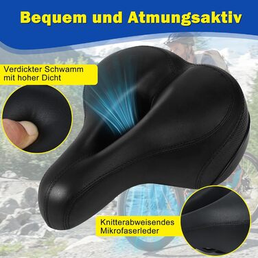Велосипедне сідло з гелевим наповнювачем Pro 2.0: широке, м'яке, комфортне, дихаюче, з пам'яті ефектом, водонепроникне (чорне)