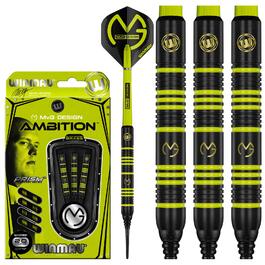 Дарти WINMAU Michael Van Gerwen MvG Ambition Professional (латунь) з пір'ям та стрижнями, сталеві та м'які (20 г)