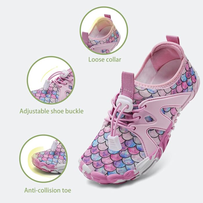 Дитячі шльопанці IceUnicorn для плавання та прогулянок: дихаючі, підошва без шкарпеток, рожеві (35 EU)