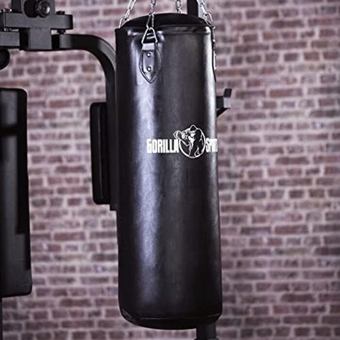Боксерський мішок GORILLA SPORTS® 37 кг, наповнений, з металевою ланцюгом та карабінами, штучна шкіра, чорний - для боксу, MMA
