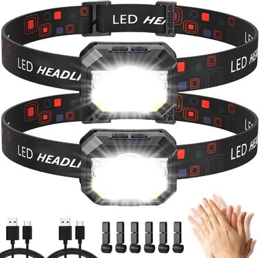 Налобний ліхтар LED MLIAIMCE 2 шт. 2000 люменів, 18 режимів, водонепроникний IPX4, для бігу, походів, кемпінгу, риболовлі