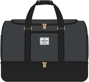 LOVEVOOK Спортивна сумка-рюкзак 37L для подорожей, вихідної поїздки, пологового будинку, з відділенням для взуття та мокрих речей, водонепроникна, для йоги, ручної поклажі (L, темно-сірий-чорний)