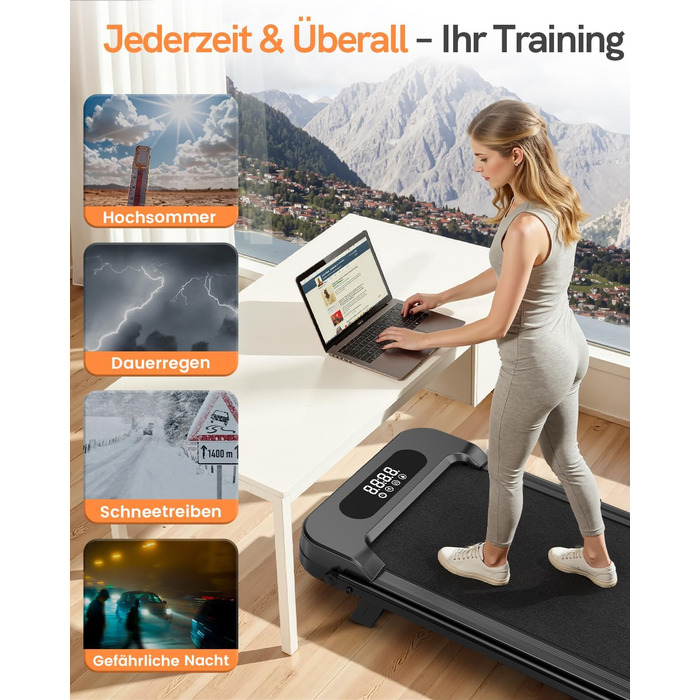 Біговий доріжка HomeFitnessCode з нахилом - Walkpad для дому. Компактний, електричний, 1-8 км/год. Чорний