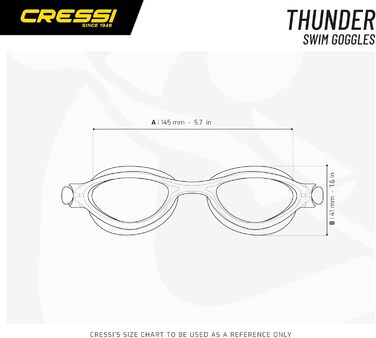 Cressi Thunder Преміум окуляри для плавання для дорослих з антизапотіванням та 100% UV-захистом, чорні/сріблясті, прозорі лінзи