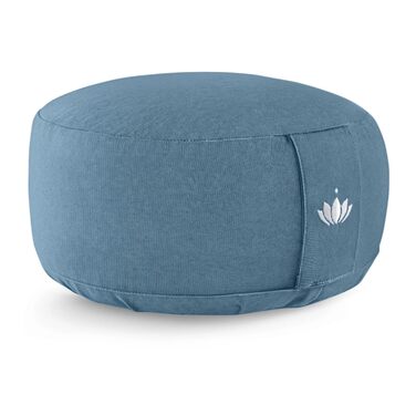 Медитаційне подушення Lotuscrafts Lotus, 15 см, дinkelspelz, бавовна, кругле, для підлоги, сертифікат GOTS (Морська блакить)