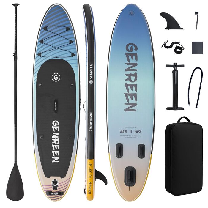 Надувний SUP-борд (Stand Up Paddle Board) 335x86 см для дорослих, з аксесуарами. SUP-борд з кріпленням для камери, 3 фінами. Ocean Dusk 305x76 см.