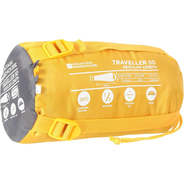 Сплячий мішок Mountain Warehouse Traveller 50 - 220 x 80 x 50 см - вітростійкий, блакитно-зелений, регульована довжина