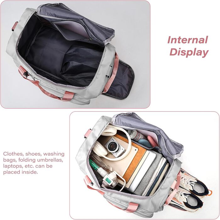 Спортивна сумка-рюкзак 2 в 1 на 42л з відділенням для взуття та мокрих речей, універсальна дорожня сумка для тренувань, плавання та подорожей (Сіра)