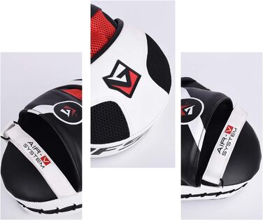 Боксерські рукавички Pratzen Rex Leder: рукавички для ударів, захисні подушки, тренування з самооборони, кікбоксинг, таеквондо, муай-тай (біло-чорні)