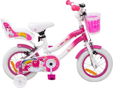 Дитячий велосипед Actionbikes Unicorn 12/16 дюймів, V-Brake, для дівчаток, з крилами, від 2 до 7 років