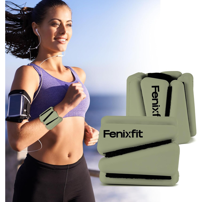 Ваги для зап'ястя та щиколоток FENIXFIT для жінок. Набір 2 шт. для силових тренувань, бігу, йоги, пілатесу (зелені)