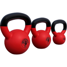 Kettlebell GORILLA SPORTS 2-32 кг, чавунна, з вініловим покриттям, для фітнесу та тренувань