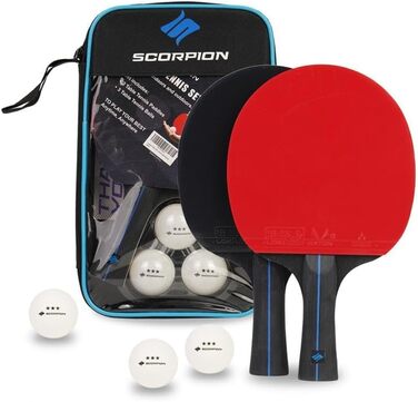 Набір для пінг-понгу Scorpion: 2 або 4 ракетки, м'ячі, кейс. Професійний, 5-шаровий дерев'яний блат, для гри в приміщенні та на вулиці