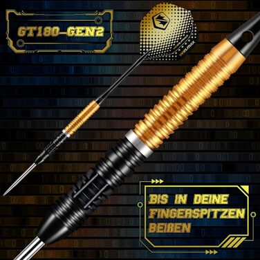 Дарти WIN.MAX з металевим наконечником 90% Tungsten (Вольфрам), 3 шт., 24 г, професійні сталеві дротики (Чорно-золоті 2026)