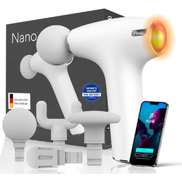 Flow® NANO Масажний пістолет для м'язів, міні масажер з вібрацією та функцією нагріву, легкий і тихий, 310 г, сертифікат DIN ISO 9001, проти напруги
