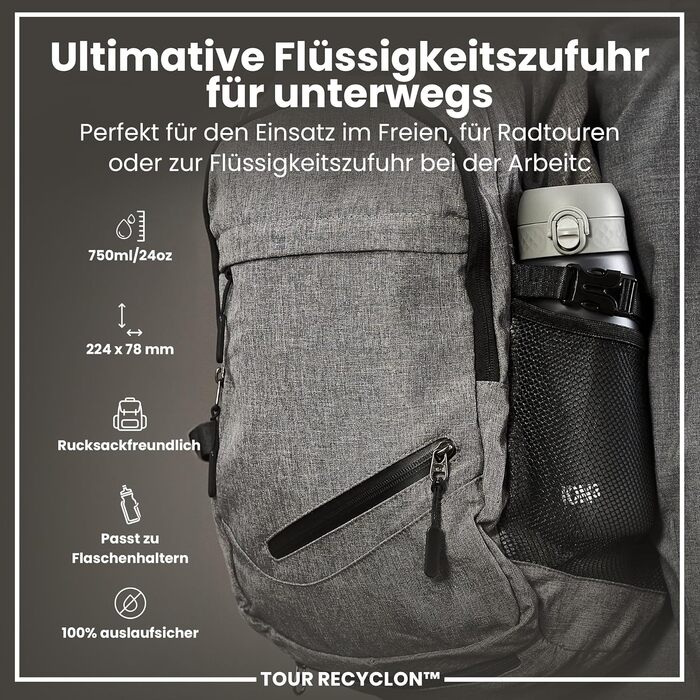 ION8 Фляга для води, 750 мл (Сірий, Evo)