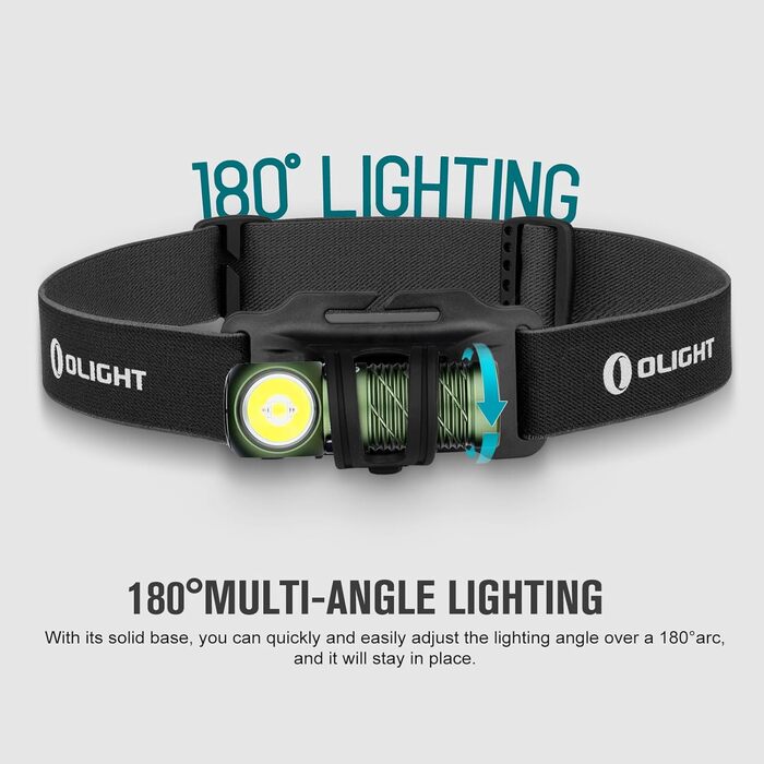 OLIGHT Perun 2 Mini LED налобний ліхтар 1100 люмен, 150 метрів, USB-зарядка, червоне світло, 5 режимів, водонепроникний, для кемпінгу та надзвичайних ситуацій, холодний білий (зелений, холодний білий)