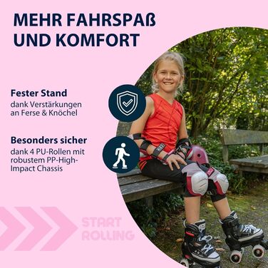 Роликові ковзани Hudora Pink/Schwarz, регульовані, ABEC 3, для дітей та підлітків, 32-35, з нейлоновим черевиком та алюмінієвим шасі