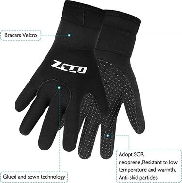 Рукавички для дайвінгу ZCCO з неопрену 3 мм / 5 мм, двошарові термо-рукавички з еластичним манжетом та антиковзким покриттям для дайвінгу, серфінгу, снорклінгу, розмір L 5 мм