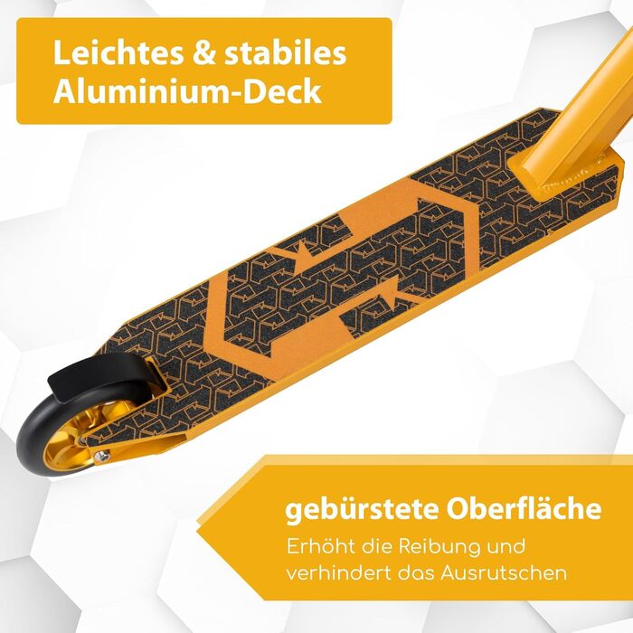 COSTWAY Стантер скутер з 360° поворотом, колеса 110 мм PU, підшипники ABEC-7, алюмінієва дека, вантажопідйомність 100 кг, для дітей від 10 років, жовтий