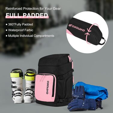 Сумка для лиж Odoland Skitasche Set, рожева: містка, водонепроникна, для подорожей, до 200 см