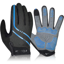 Велосипедні рукавички Vollfinger – посилені рукавички для їзди на велосипеді для чоловіків/жінок – дихаючі рукавички для шосе, мотоциклетні рукавички з антиковзаючим покриттям для їзди, піших прогулянок, скелелазіння, блакитні, розмір L