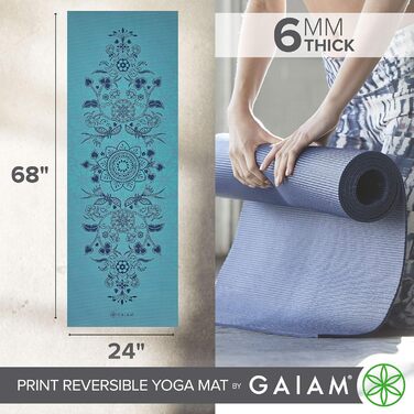 Килимок для йоги Gaiam Premium Mystic Sky 6 мм, товстий, двосторонній, антиковзкий для йоги, пілатесу та вправ - 173 x 61 см
