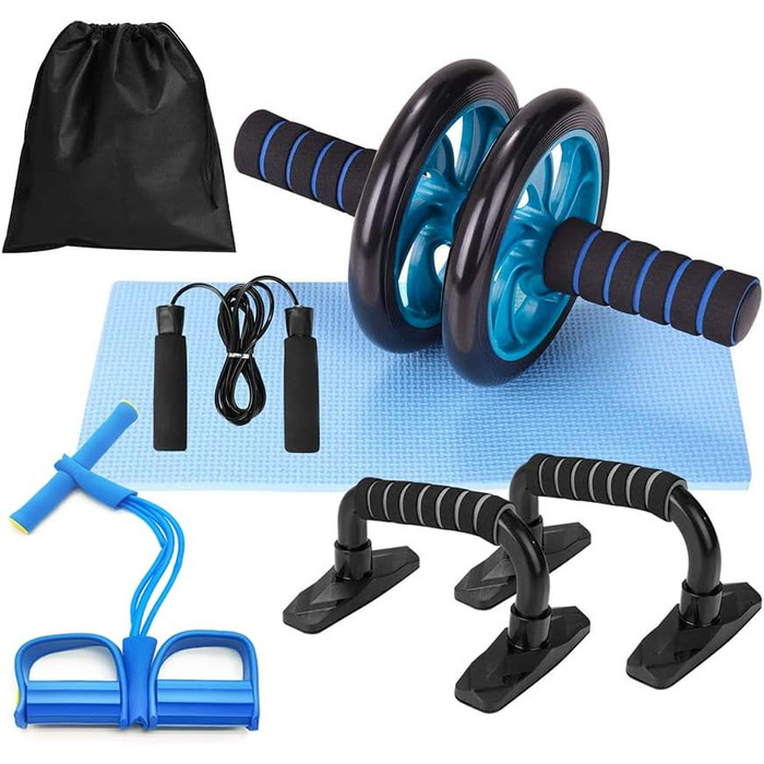 Ролик для пресу з EVA-ручками та килимком для колін, тренування всього тіла, вантажопідйомність до 220 кг