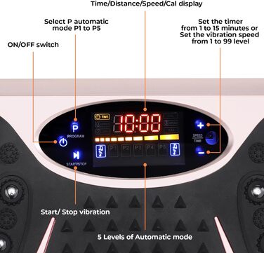 Вібраційна платформа TLGREEN 99 рівнів, 5 програм, для дому, тренувальні стрічки, спалювання жиру та нарощування м'язів