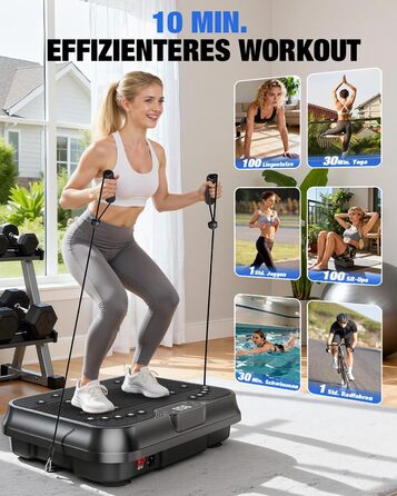 Віброплатформа для фітнесу HomeFitnessCode Mini - для жінок, з регулюванням інтенсивності, тренажер для дому, схуднення, нарощування м'язів, все тіло, чорний глянцевий