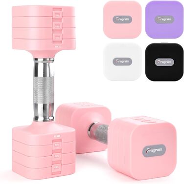 Набір гантелей Fragraim 5 кг x 2, регульовані, для дому, фітнесу, силових тренувань (рожевий)