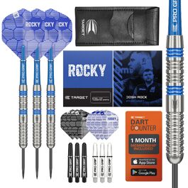 Darts Target Josh Rock 80% Tungsten – Професійний набір сталевих дротиків (22/23/24г) з аксесуарами: шафти Pro Grip, Ultra Flights, чохол