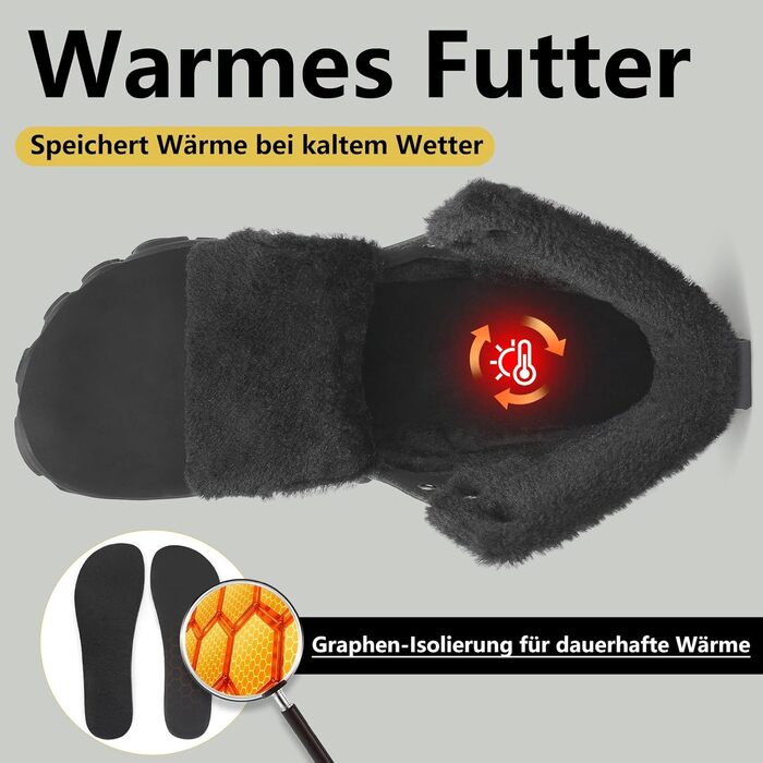 Чоловічі зимові шкарпетки-черевики SAGUARO з широкою носовою коробкою, водонепроникні, розмір 36-48 (47 EU, чорний)