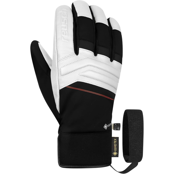 Reusch Jupiter Gore-TEX зимові утеплені водонепроникні вітрозахисні унісекс лижні рукавички для дорослих, чорні-білі-червоні, розмір 10.5