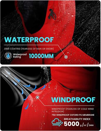 Чоловіча водонепроникна лижна куртка WUFU, тепла зимова модель, захист від вітру та снігу, червона (Getaway Solids)