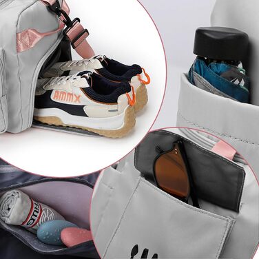 Спортивна сумка-рюкзак 2 в 1 на 42л з відділенням для взуття та мокрих речей, універсальна дорожня сумка для тренувань, плавання та подорожей (Сіра)