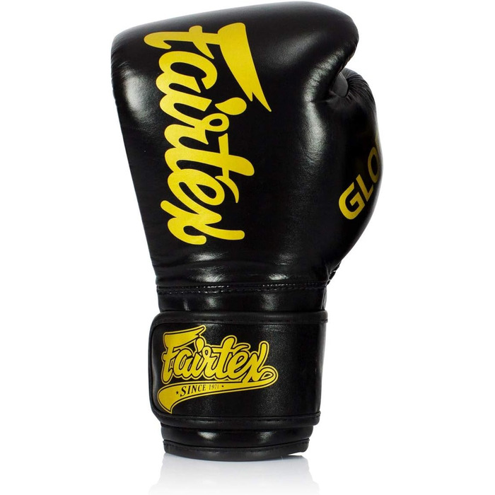 Боксерські рукавички Fairtex X Glory 16oz, шкіряні, чорні, для кікбоксингу, муай-тай, спарингу, ручна робота, офіційні Glory Kickboxing, Тайланд