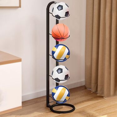 Стійка для зберігання м'ячів для футболу (5 шт.) - білий колір, багатоярусна, для демонстрації